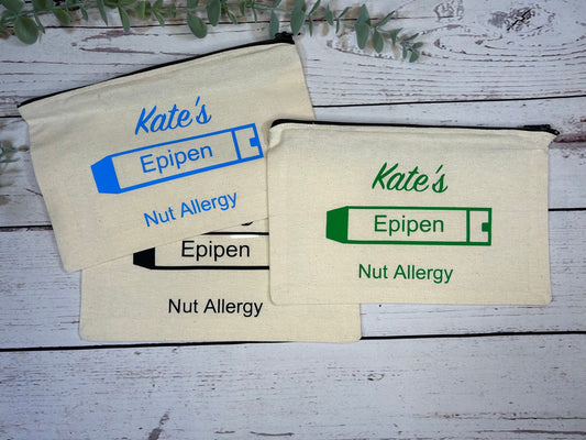 Personalised Cotton Canvas Epipen Bag | Multiple Colours | Epipen Pouch | Cotton | Medication Bag
