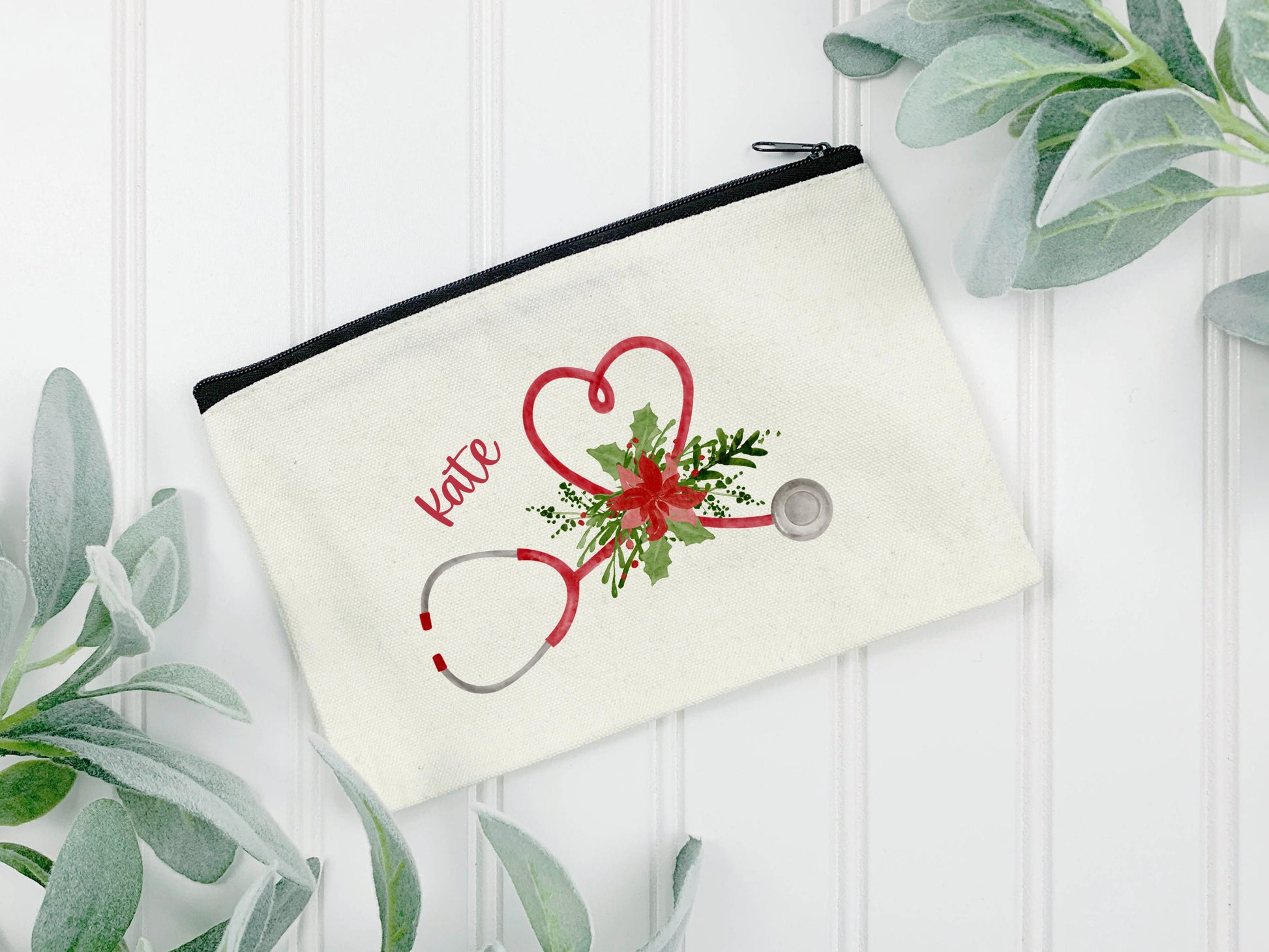 Flowery Stethoscope Zip Bag | Personalised | Medical Gift | Nurse | Doctor | Vet | Student | Graduation