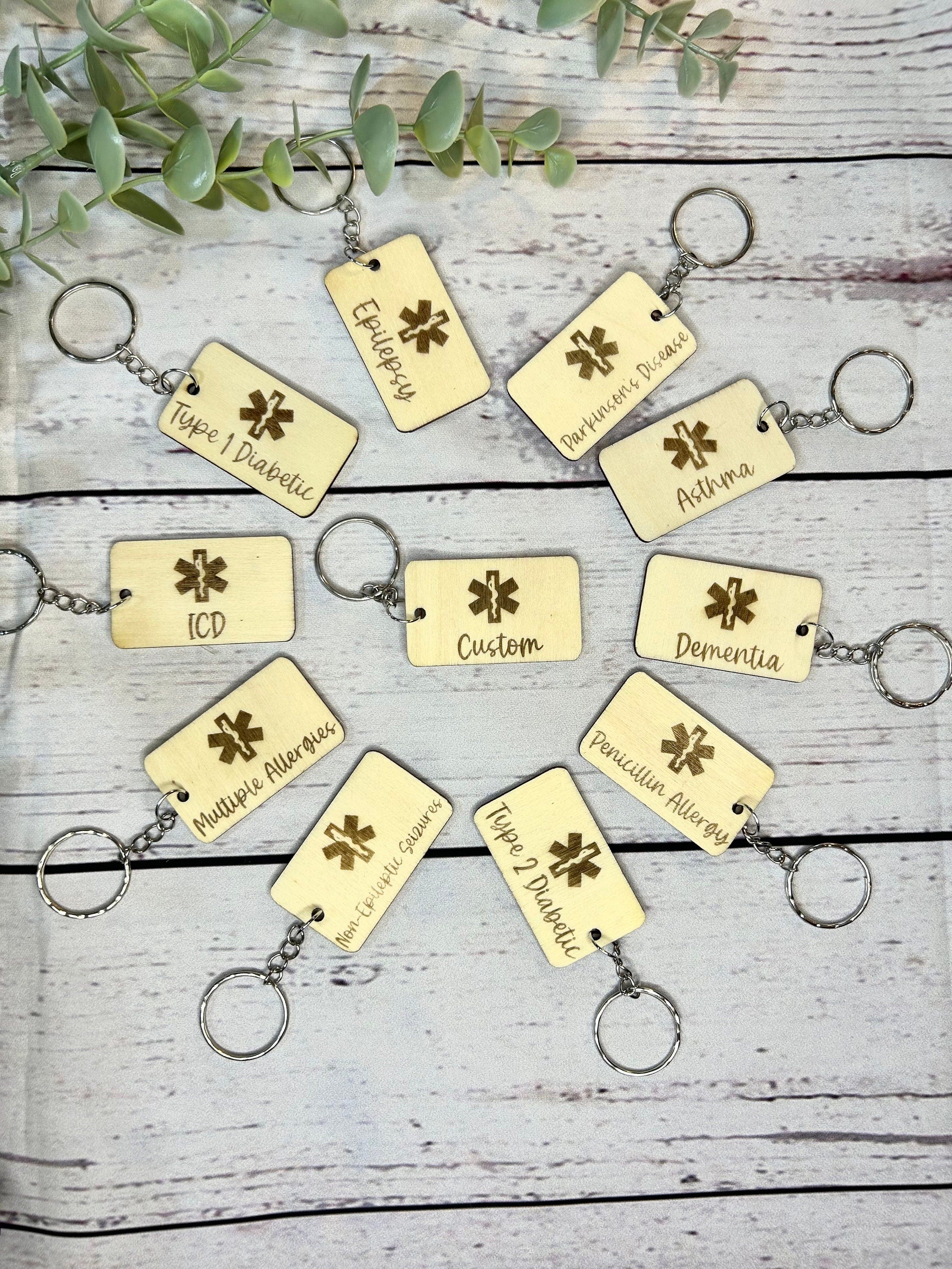Medic Alert Keyring | Medic Alert Keychain | Personalised | Emergency ...