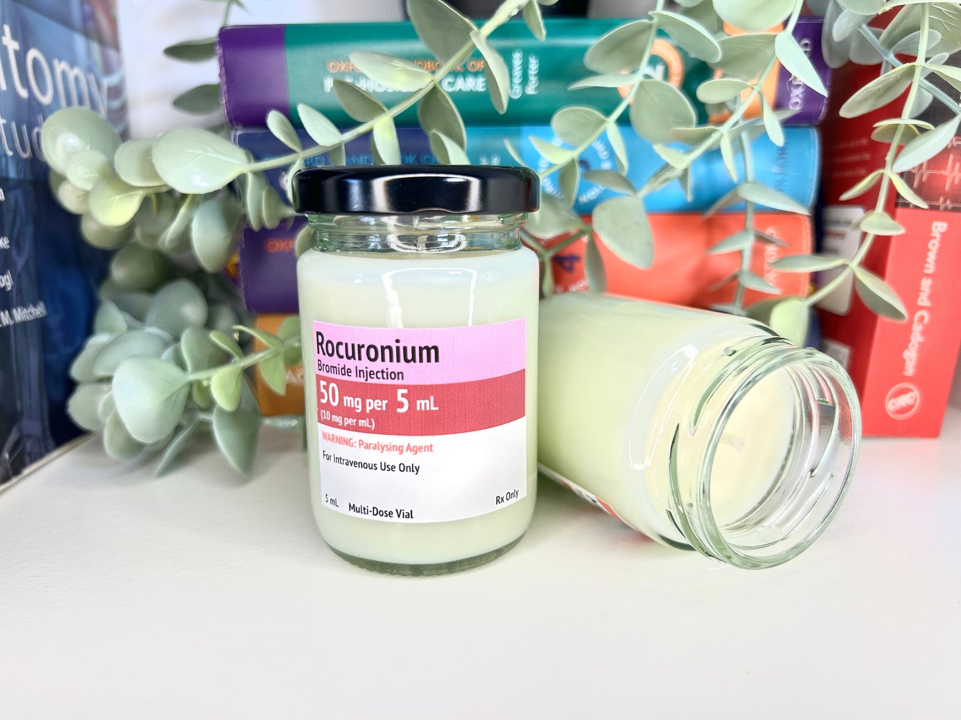 Drug Label Theme Mini Candle | Soy and Coconut Wax | Medic Gift | Anaesthetics | 90g | 3 oz