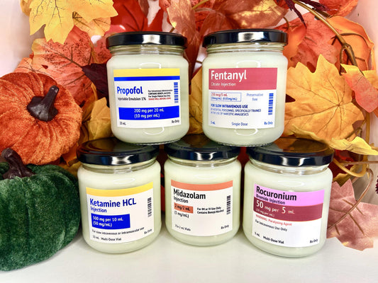 Propofol/Midazolam/Ketamine Label Autumn Scents Candle | Soy and Coconut Wax | Medic Gift | Anaesthetics | 170g | 6 oz