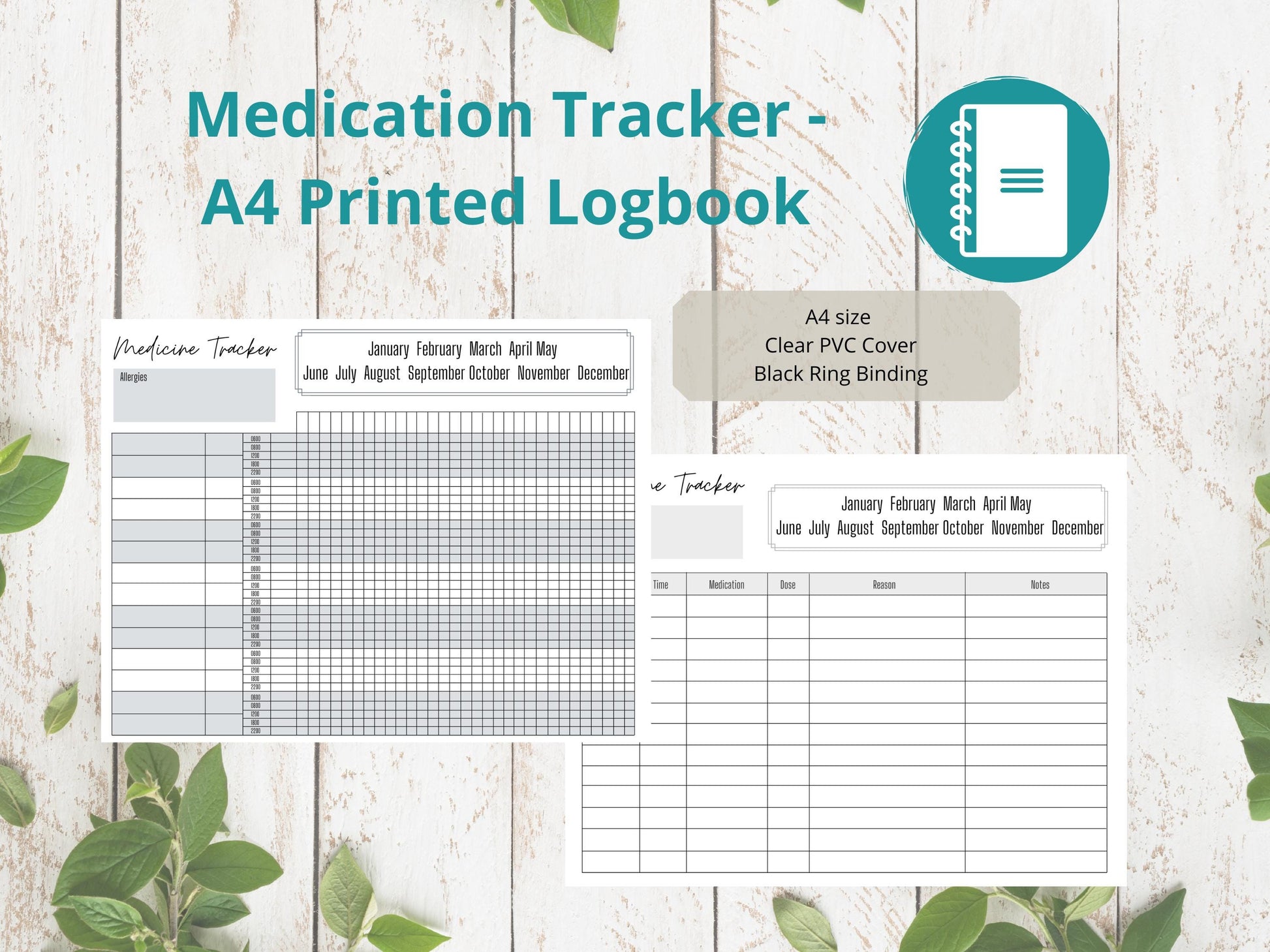 Medication Chart A4 | Medication Tracker | Medication Log | Printed | Medical Chart | Medical Planner