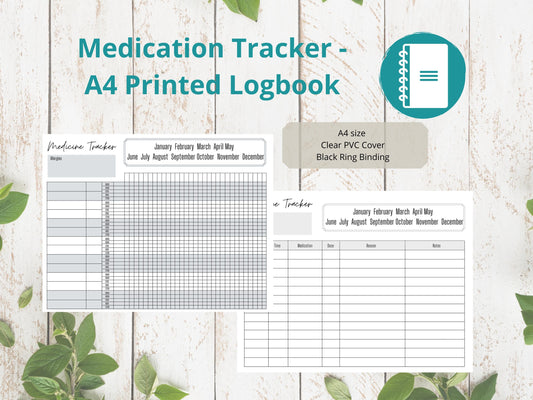 Medication Chart A4 | Medication Tracker | Medication Log | Printed | Medical Chart | Medical Planner