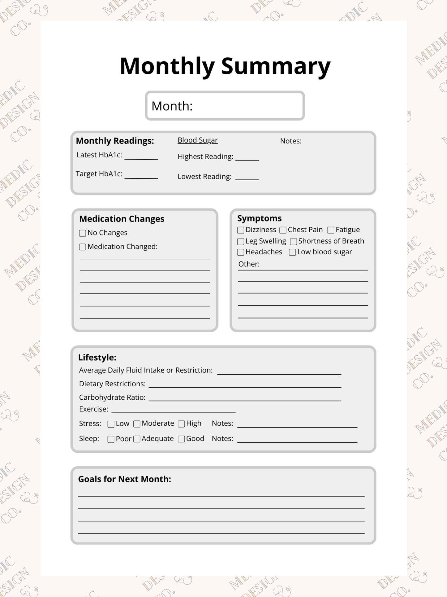 Blood Sugar Log Book: Daily Blood Sugar Notebook for Diabetics | 5 Meal Times Breakfast Lunch Dinner Bed Snacks | Track Glucose Levels