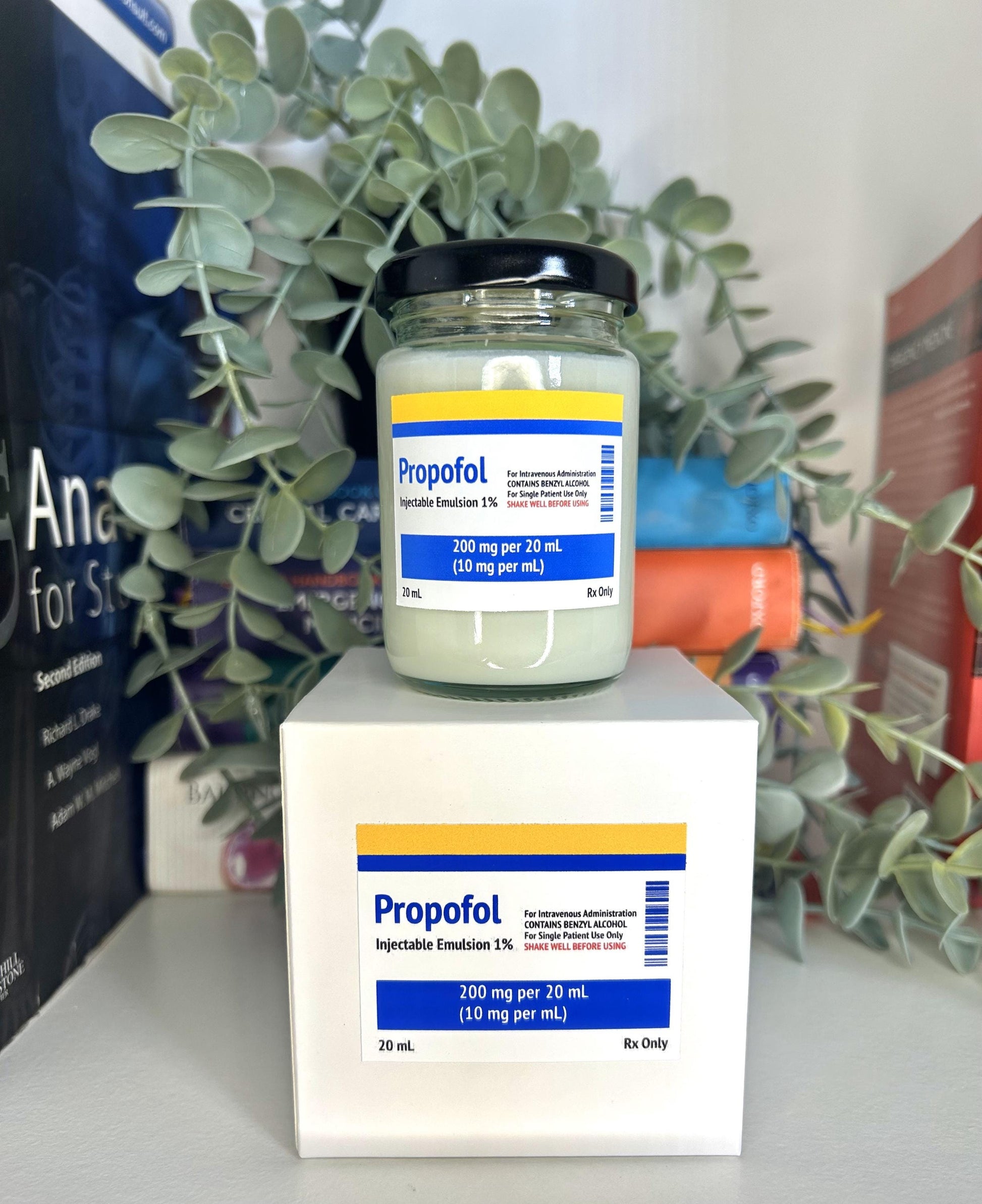 Drug Label Theme Mini Candle | Soy and Coconut Wax | Medic Gift | Anaesthetics | 90g | 3 oz