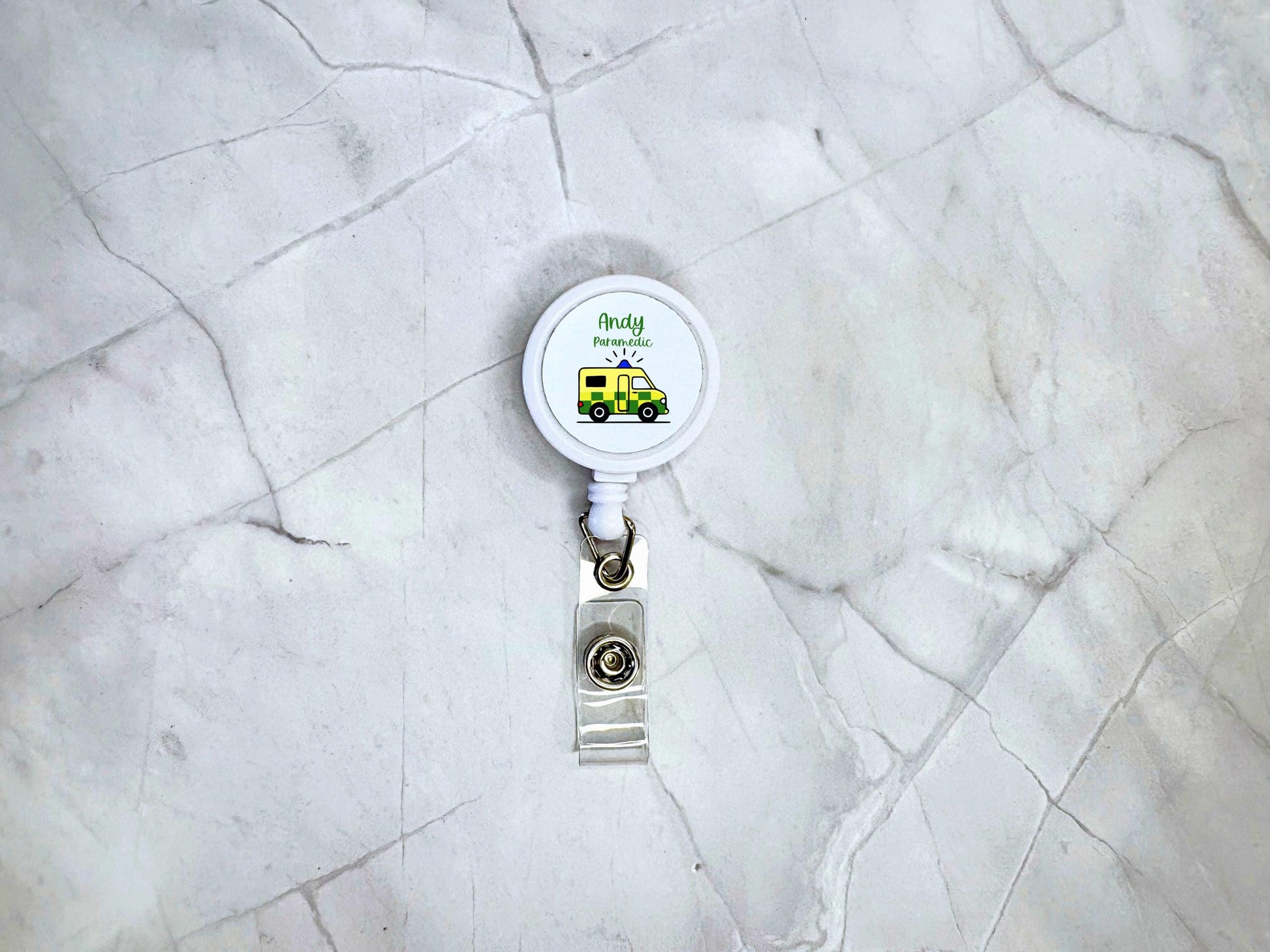 Ambulance Paramedic ID Badge Reel Clip | Personalised | Medic Gift | Nurse | Doctor | Vet | Paramedic | Graduation