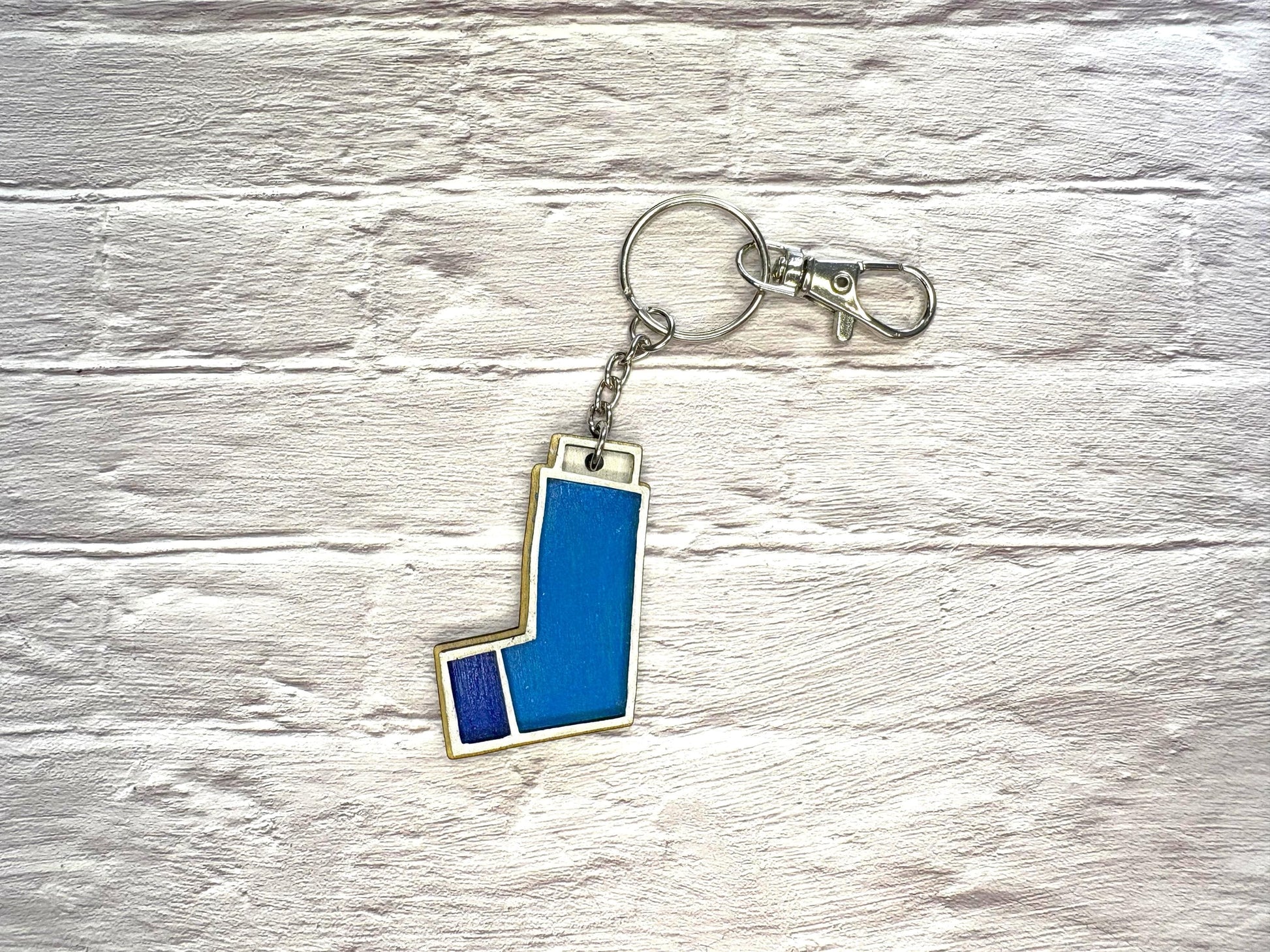 Hand Painted Inhaler Keychain | Asthma Keyring | Inhaler In Bag Keychain | Inhaler Keyring | Wood