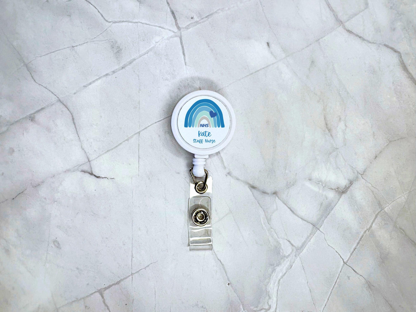NHS Rainbow ID Badge Reel Clip | Personalised | Medic Gift | Nurse | Doctor | Vet | Paramedic | Graduation