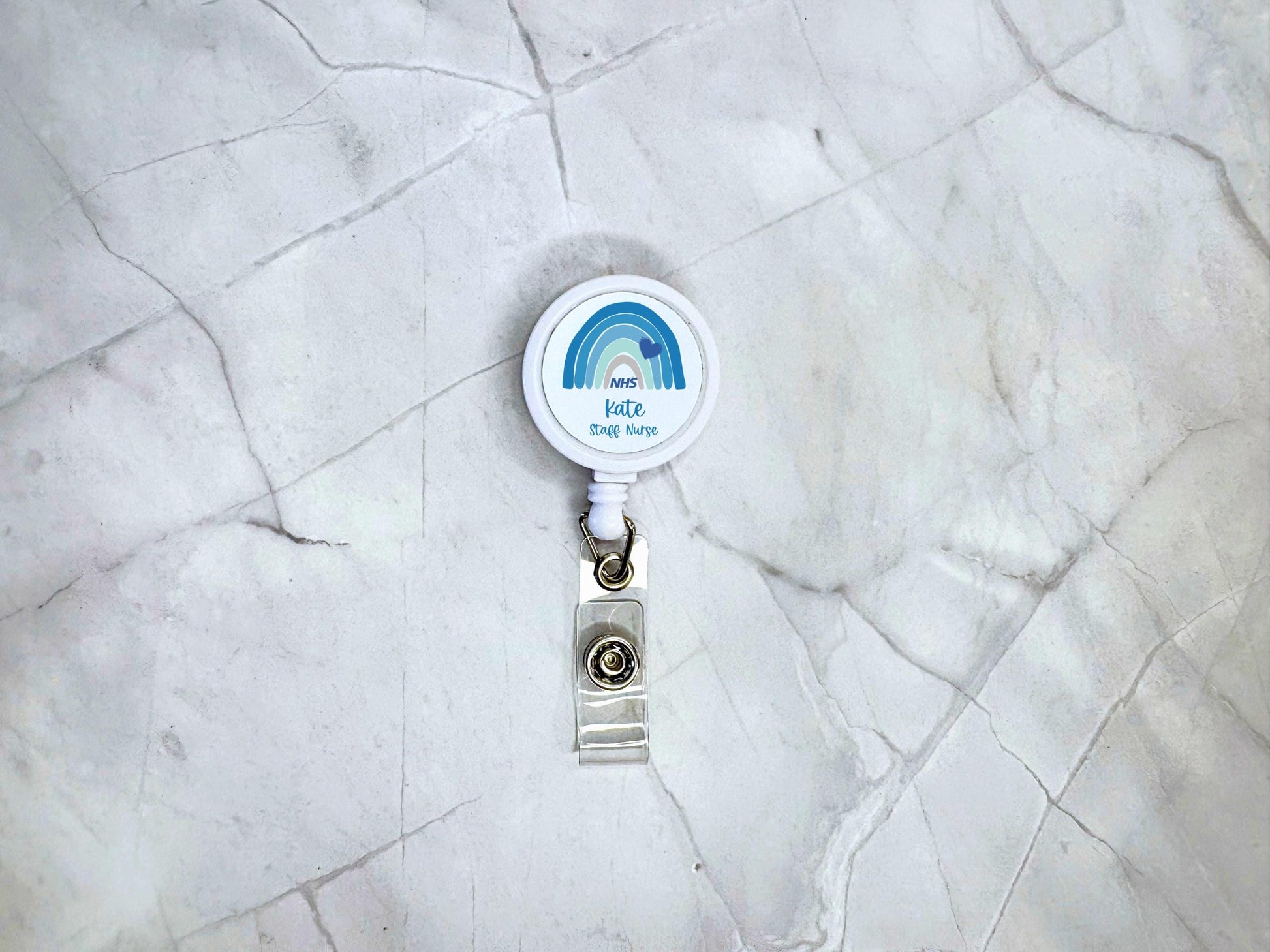 NHS Rainbow ID Badge Reel Clip | Personalised | Medic Gift | Nurse | Doctor | Vet | Paramedic | Graduation