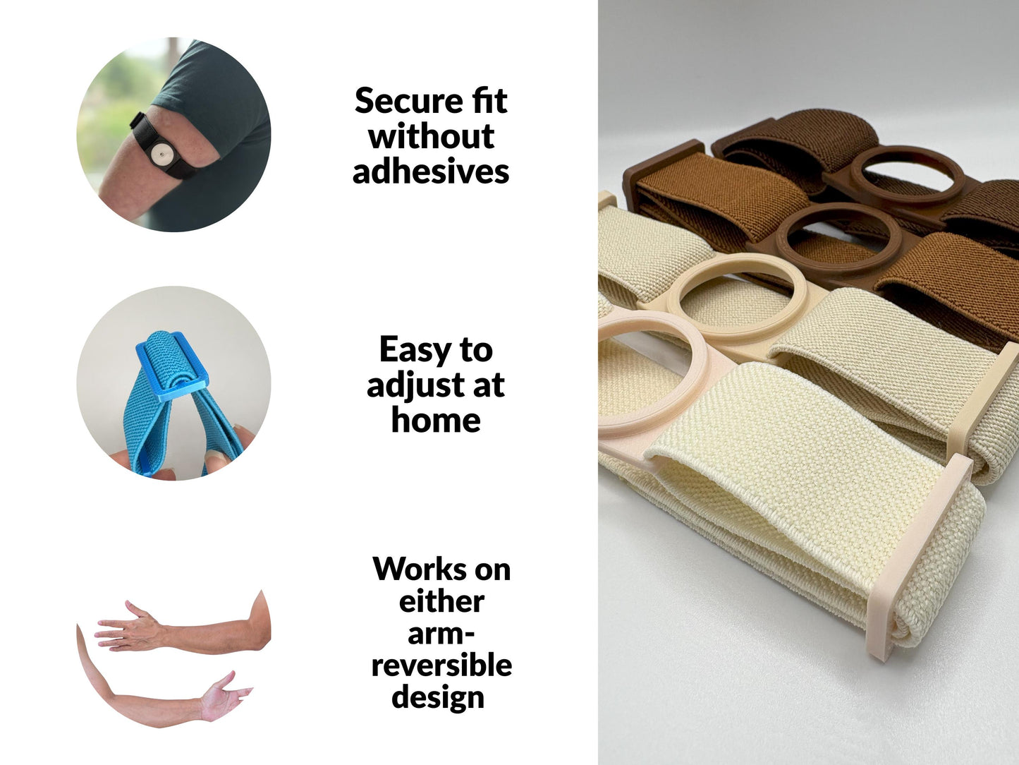 FreeStyle Libre 1/2 Sensor Strap | Adjustable Armband | Adhesive Free | Gift For Diabetics | Skin Tones