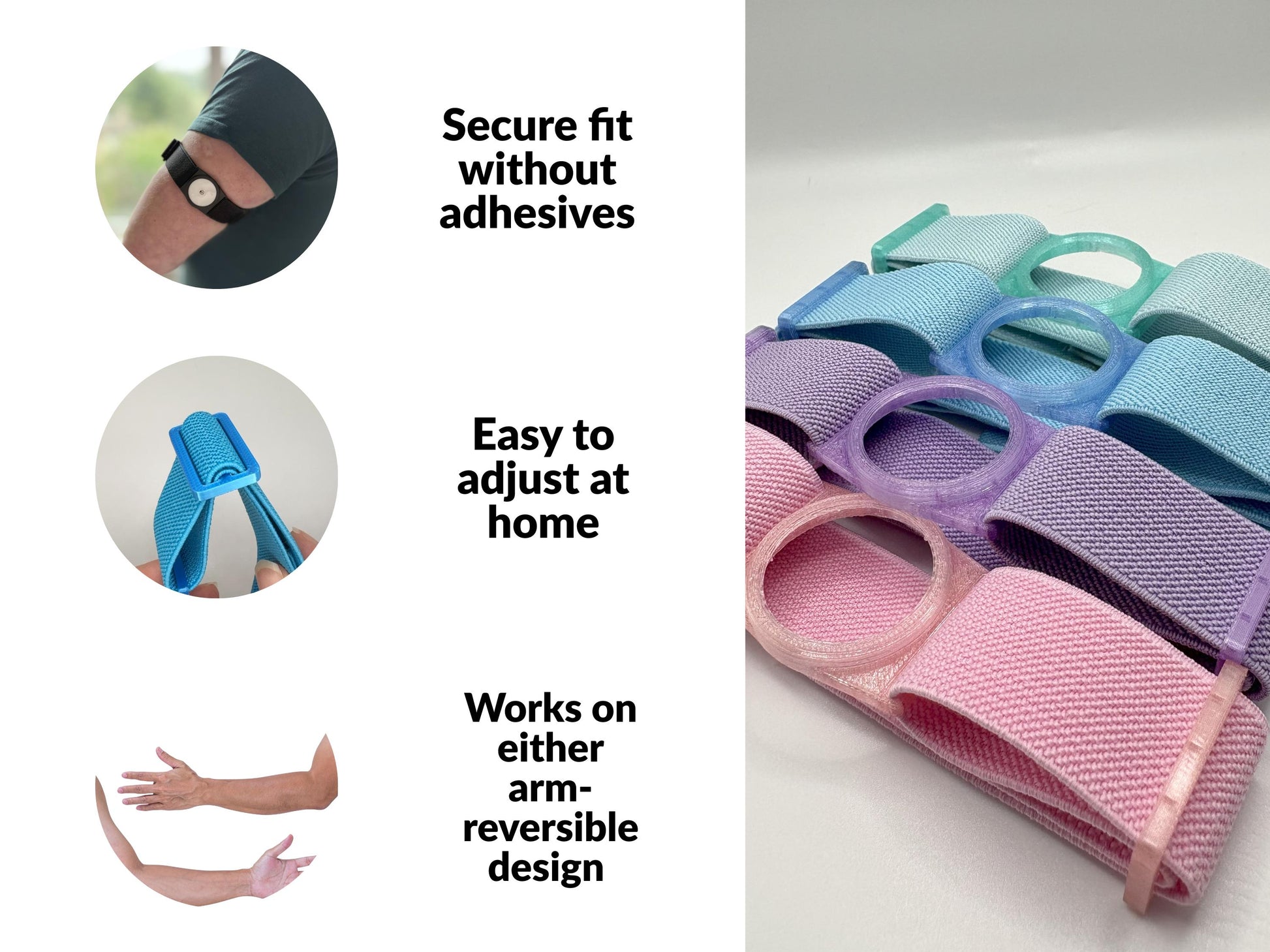 FreeStyle Libre 1/2 Sensor Strap | Adjustable Armband | Adhesive Free | Gift For Diabetics | Translucent Colours
