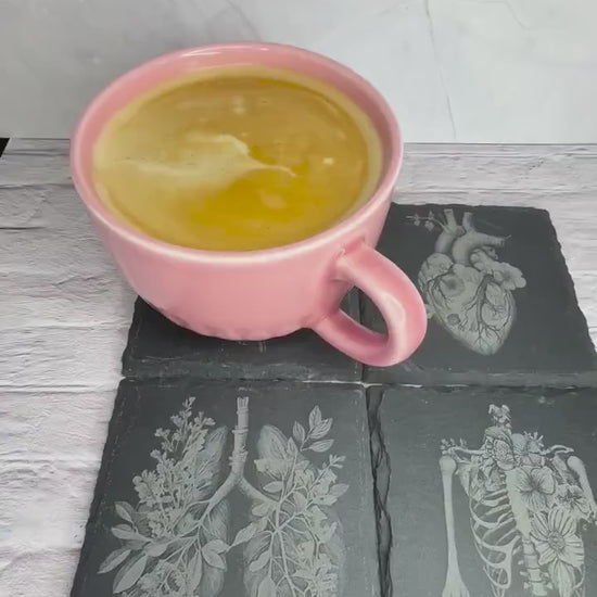 Floral Botanical Anatomy Slate Coasters | Personalised Gift | Heart | Brain | Lungs | Ribs | Doctor Gift | Surgeon Gift
