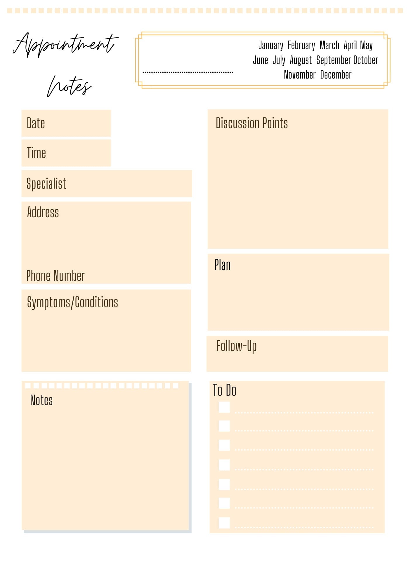 Medical Appointment Notes A4 | Appointment Diary | Phone Call Log | Printed | Appointment Chart | Medical Chart | Medical Planner