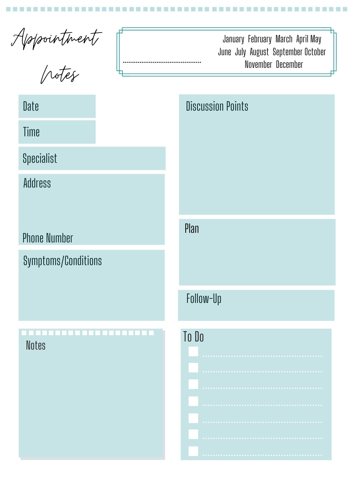 Medical Appointment Notes A4 | Appointment Diary | Phone Call Log | Printed | Appointment Chart | Medical Chart | Medical Planner