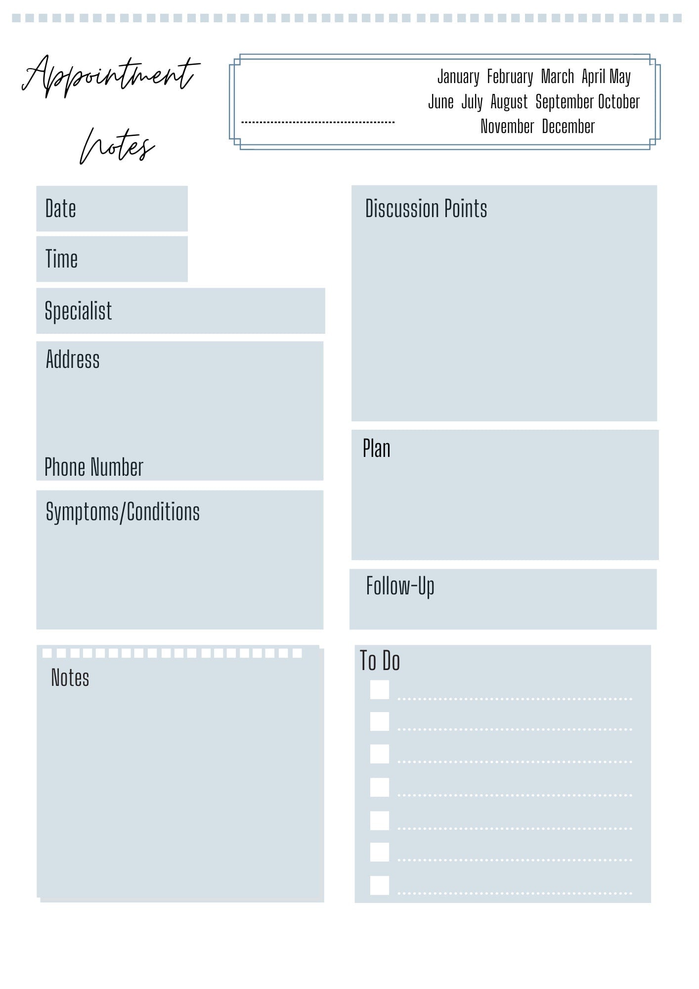 Medical Appointment Notes A4 | Appointment Diary | Phone Call Log | Printed | Appointment Chart | Medical Chart | Medical Planner