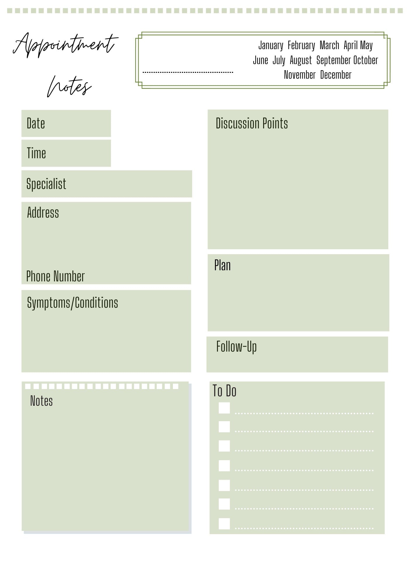 Medical Appointment Notes A4 | Appointment Diary | Phone Call Log | Printed | Appointment Chart | Medical Chart | Medical Planner